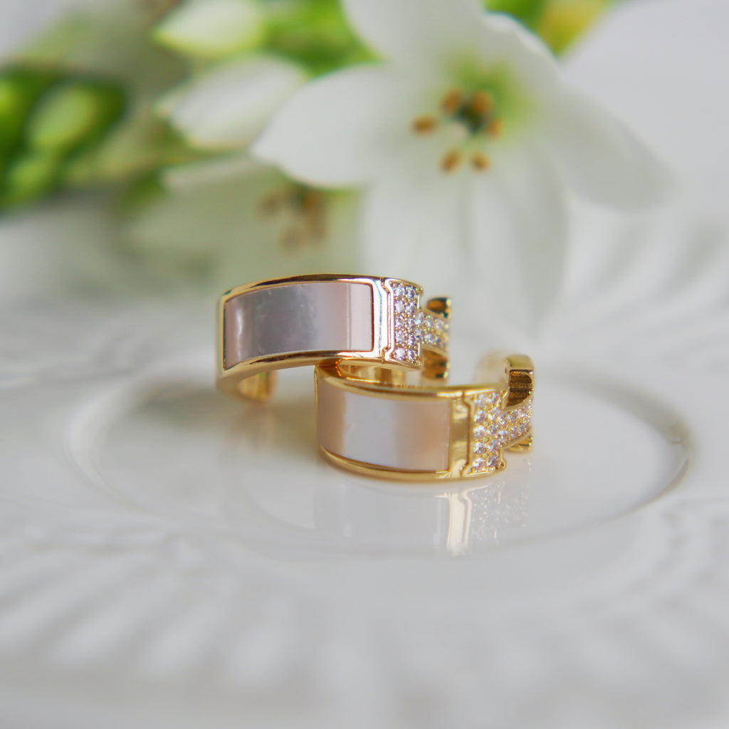 Inlaid Diamond Mother-of-Pearl Earrings